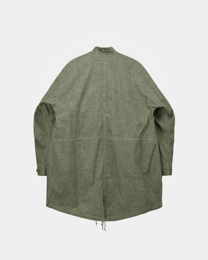 Najlacnejsie Stussy Bundy - Nyco Printed Fishtail Parka Olivovo Zelená